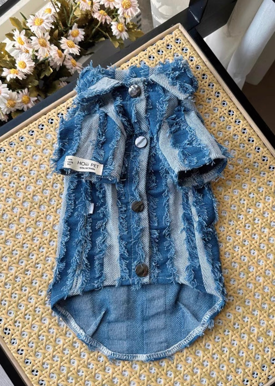 Fancy soft denim cat shirt